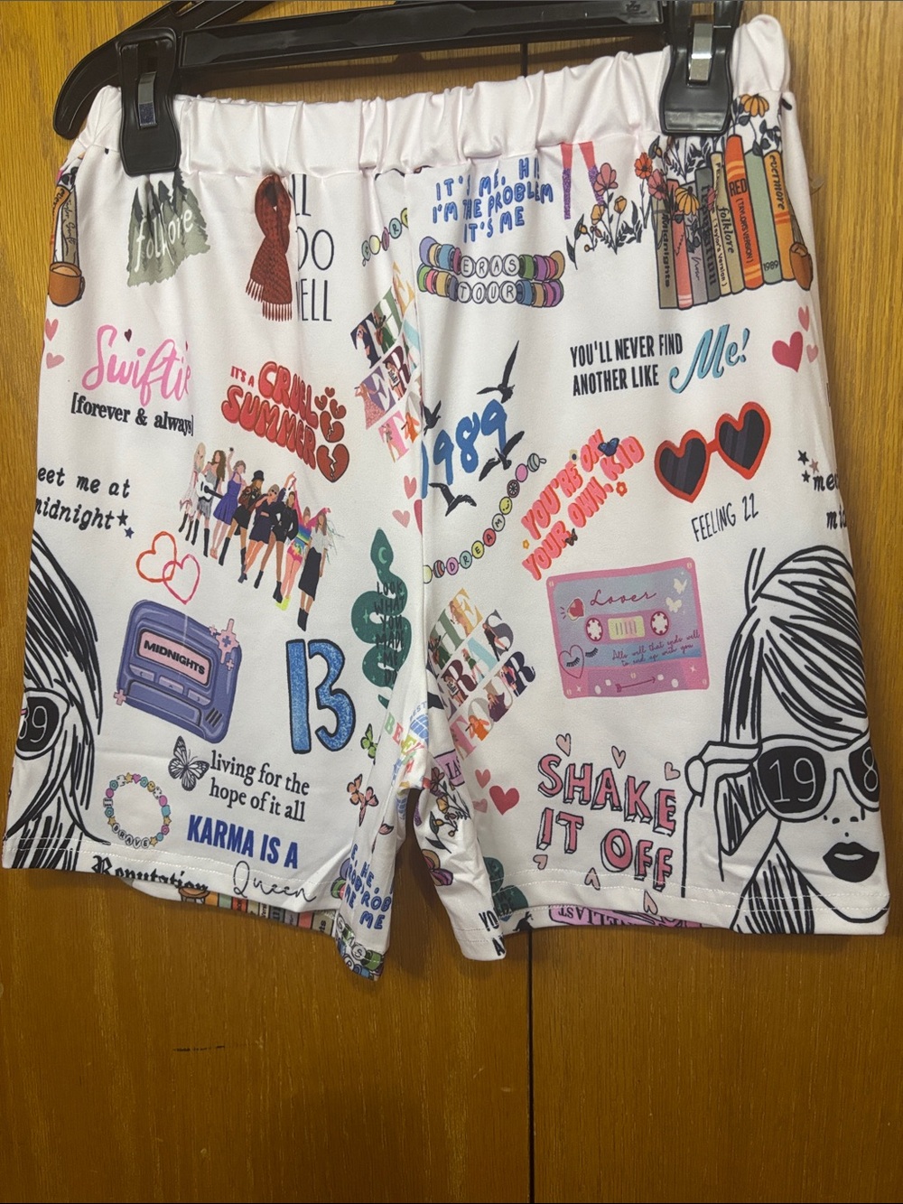 Girls' White Graphic Pajama Shorts with Multicolor Pop Art